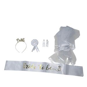 Bride to Be Accessory Set in Gold and White